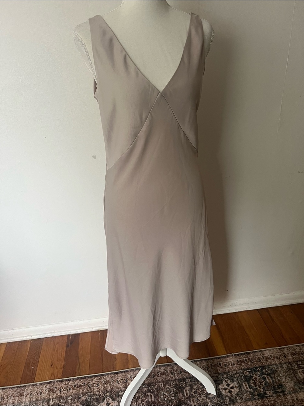 a new day 90s style Sleeveless V-Neck midi slip Dress in Taupe, women’s S